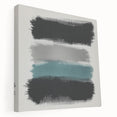 Minimalist Abstract Wall Art – Black, Teal & Gray Brushstrokes