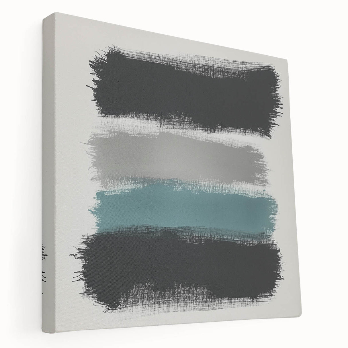 Minimalist Abstract Wall Art – Black, Teal & Gray Brushstrokes