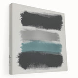 Minimalist Abstract Wall Art – Black, Teal & Gray Brushstrokes