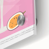 Large abstract wall art in mid-century modernist style, featuring vibrant oranges and blues on acrylic glass.