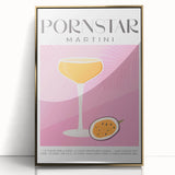 Large framed acrylic print of mid-century modernist food and drinks, in muted gold and brown tones.