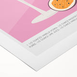 Art deco poster of a stylized cocktail, in bold black and gold tones on rolled canvas.