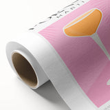 Art Deco poster featuring stylized food and drink motifs in bold colors on rolled canvas, suitable for dining room art wall.