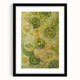 Extra large abstract art print featuring colorful, textured fruit motifs on a black framed canvas.