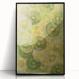 Large abstract wall art featuring assorted fruits in vibrant colors on a black acrylic framed print.