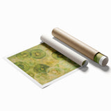 Extra large rolled print featuring assorted fruits in vibrant colors, ideal for classy bathroom or large living room decor.