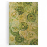 Large black and white canvas of assorted fruits, ideal for kitchen wall art.