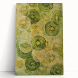 Large black and white canvas featuring assorted fruits, ideal for kitchen wall art.