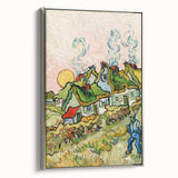 Impressionist Village Scene Wall Art - Van Gogh's Houses and Figure Print
