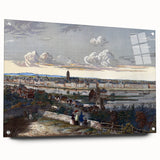 Detailed Realism Art Print of Historic Cityscape View from Sachsenhausen