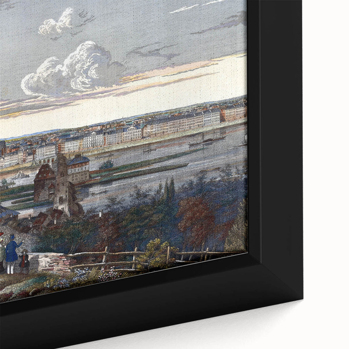 Detailed Realism Art Print of Historic Cityscape View from Sachsenhausen