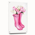 Charming Pink Boots with Flowers Wall Art - Girls Room Decor