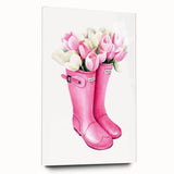 Charming Pink Boots with Flowers Wall Art - Girls Room Decor