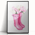 Charming Pink Boots with Flowers Wall Art - Girls Room Decor