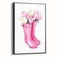 Charming Pink Boots with Flowers Wall Art - Girls Room Decor