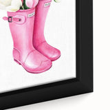 Charming Pink Boots with Flowers Wall Art - Girls Room Decor