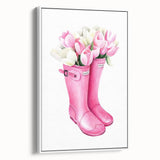 Charming Pink Boots with Flowers Wall Art - Girls Room Decor