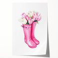 Charming Pink Boots with Flowers Wall Art - Girls Room Decor