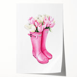Charming Pink Boots with Flowers Wall Art - Girls Room Decor