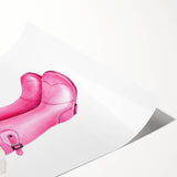 Charming Pink Boots with Flowers Wall Art - Girls Room Decor