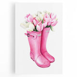 Charming Pink Boots with Flowers Wall Art - Girls Room Decor