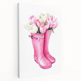 Charming Pink Boots with Flowers Wall Art - Girls Room Decor