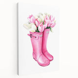 Charming Pink Boots with Flowers Wall Art - Girls Room Decor