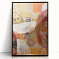 Large abstract wall art featuring autumnal colors on a black framed acrylic, ideal for modern living room decor.