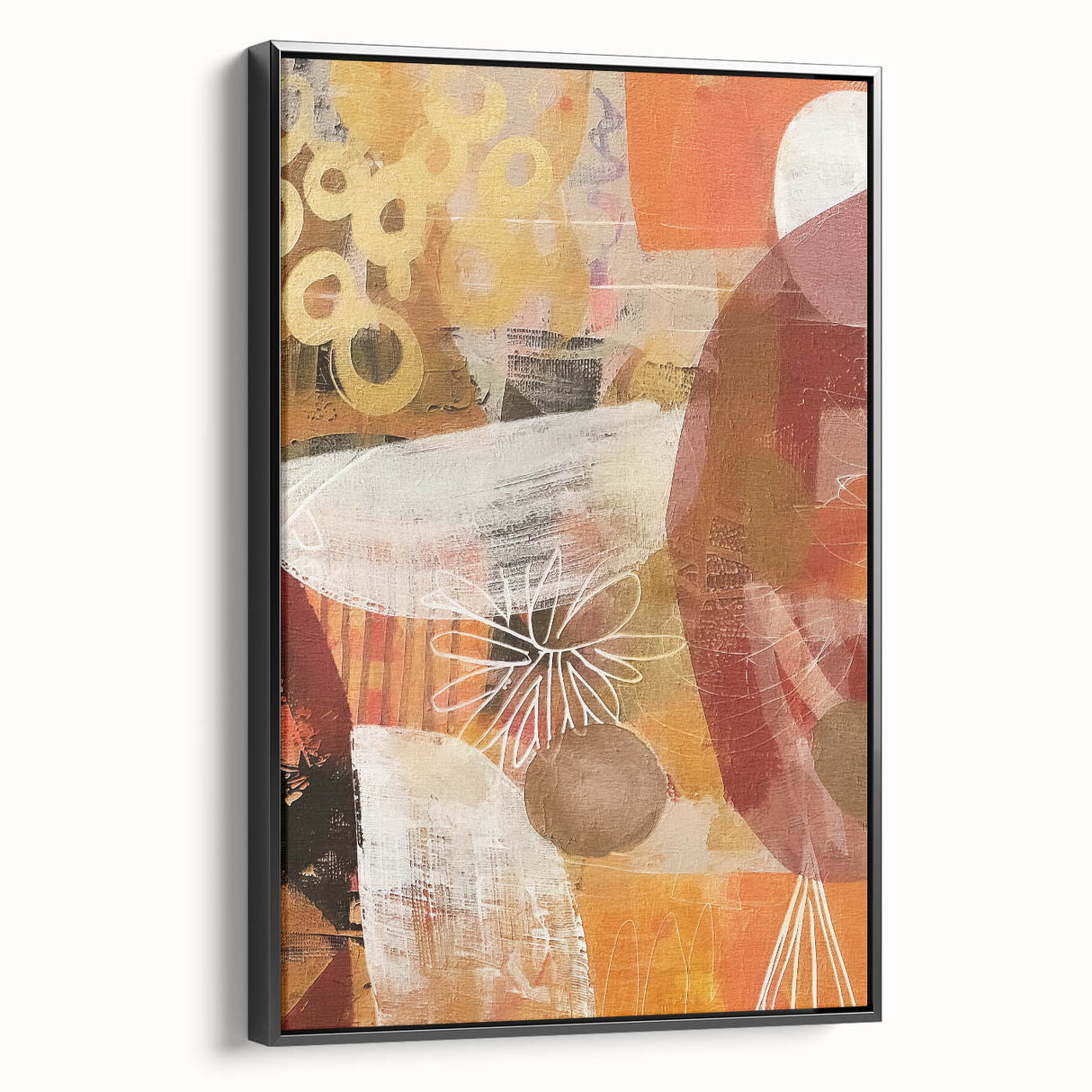 Black and white framed canvas featuring a vintage landscape painting, ideal for bedroom wall decor.
