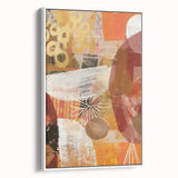 Vintage poster art depicting a colorful fall scene on a large framed canvas, ideal for living room decor.