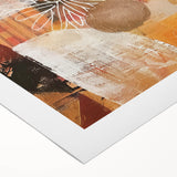 Art deco poster featuring a stylized autumnal scene in warm orange and brown tones on rolled canvas.