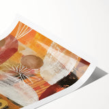 Extra large wall art featuring line art flowers in muted autumn colors on a rolled print.