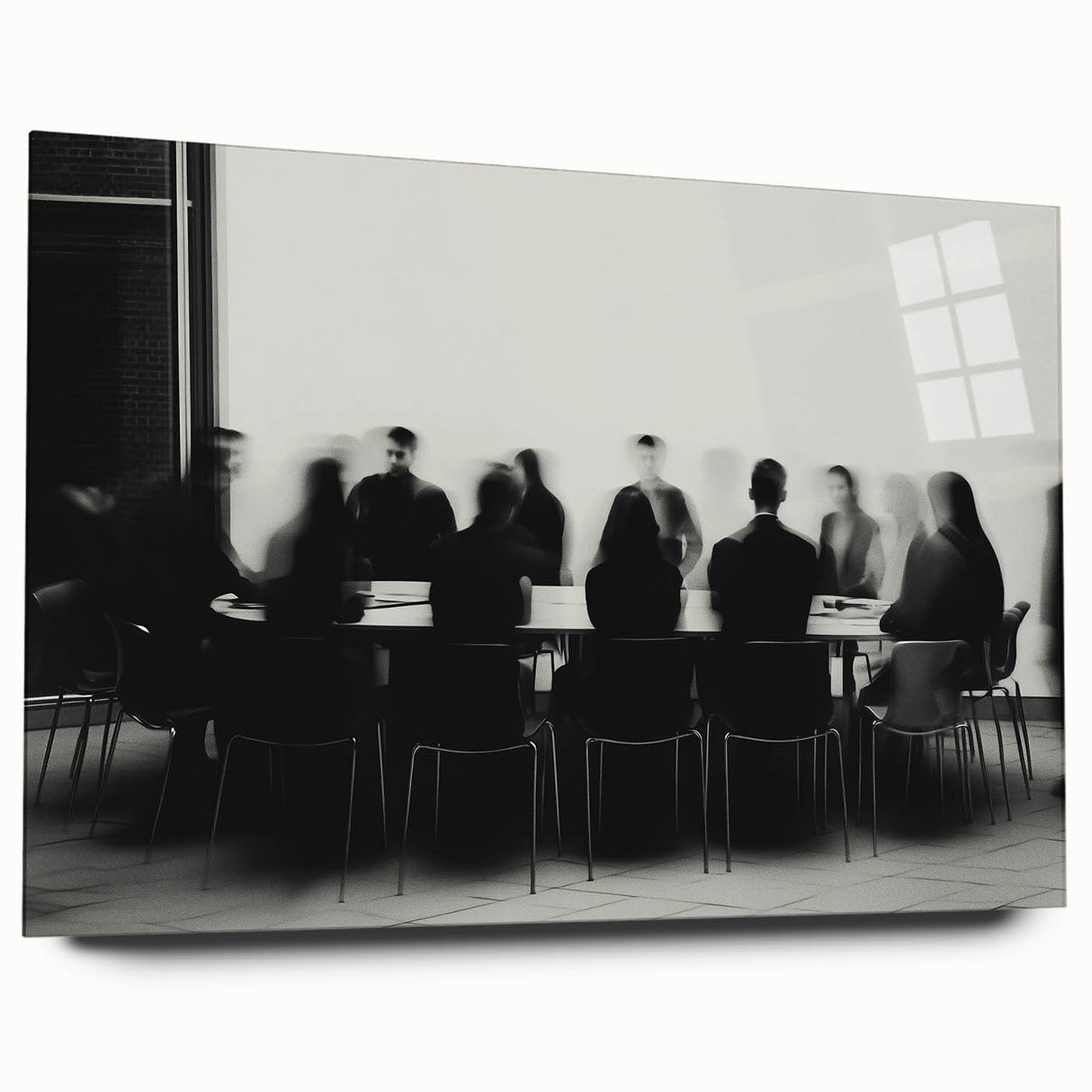 Boardroom Blur – Emotive Abstract Figure Wall Art with Movement