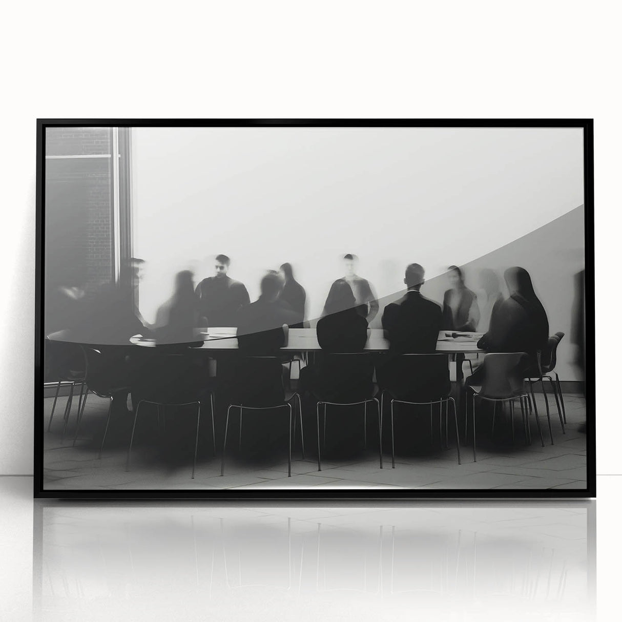 Boardroom Blur – Emotive Abstract Figure Wall Art with Movement