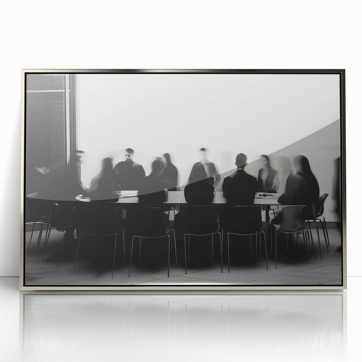 Boardroom Blur – Emotive Abstract Figure Wall Art with Movement