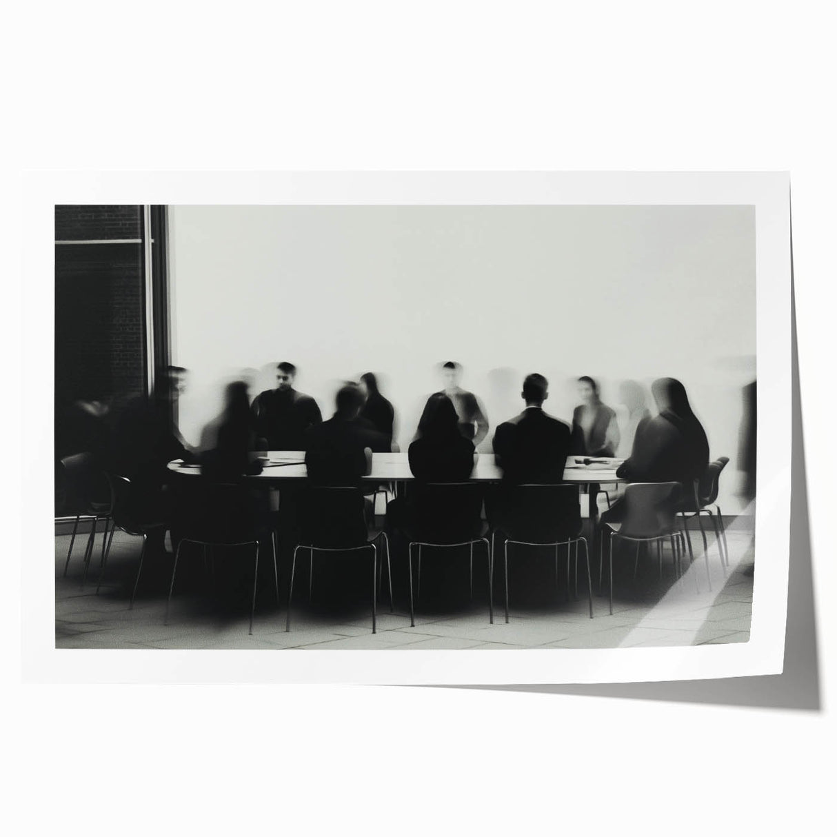 Boardroom Blur – Emotive Abstract Figure Wall Art with Movement