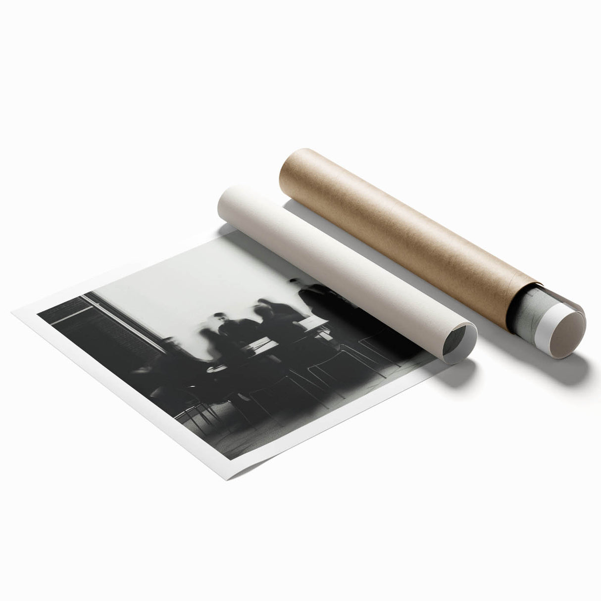 Boardroom Blur – Emotive Abstract Figure Wall Art with Movement