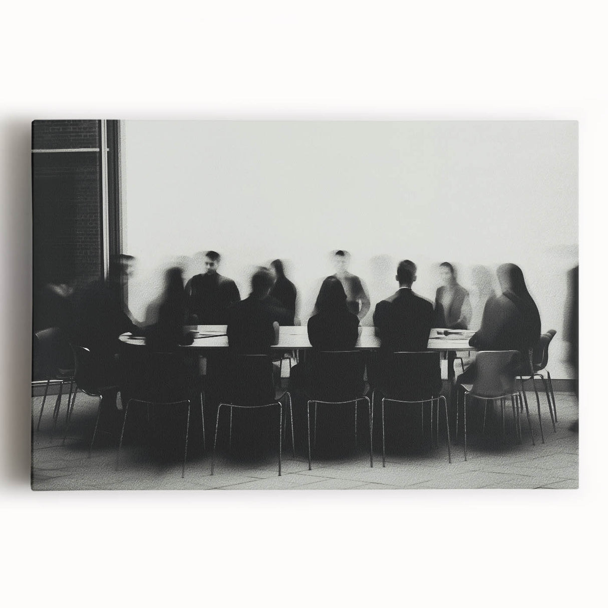Boardroom Blur – Emotive Abstract Figure Wall Art with Movement