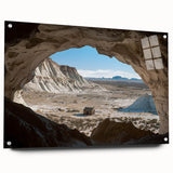 Acrylic glass artwork displaying a side view of a stunning cave landscape, showcasing intricate details and vibrant colors, perfect for modern home decor.
