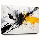 Modern Black - Gray and Yellow Abstract Bedroom Wall Art