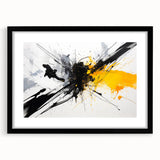Modern Black - Gray and Yellow Abstract Bedroom Wall Art