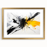 Modern Black - Gray and Yellow Abstract Bedroom Wall Art