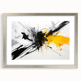 Modern Black - Gray and Yellow Abstract Bedroom Wall Art