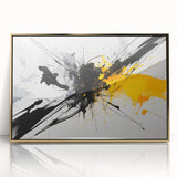 Modern Black - Gray and Yellow Abstract Bedroom Wall Art