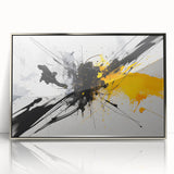 Modern Black - Gray and Yellow Abstract Bedroom Wall Art
