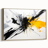 Modern Black - Gray and Yellow Abstract Bedroom Wall Art