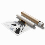 Modern Black - Gray and Yellow Abstract Bedroom Wall Art