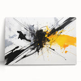Modern Black - Gray and Yellow Abstract Bedroom Wall Art