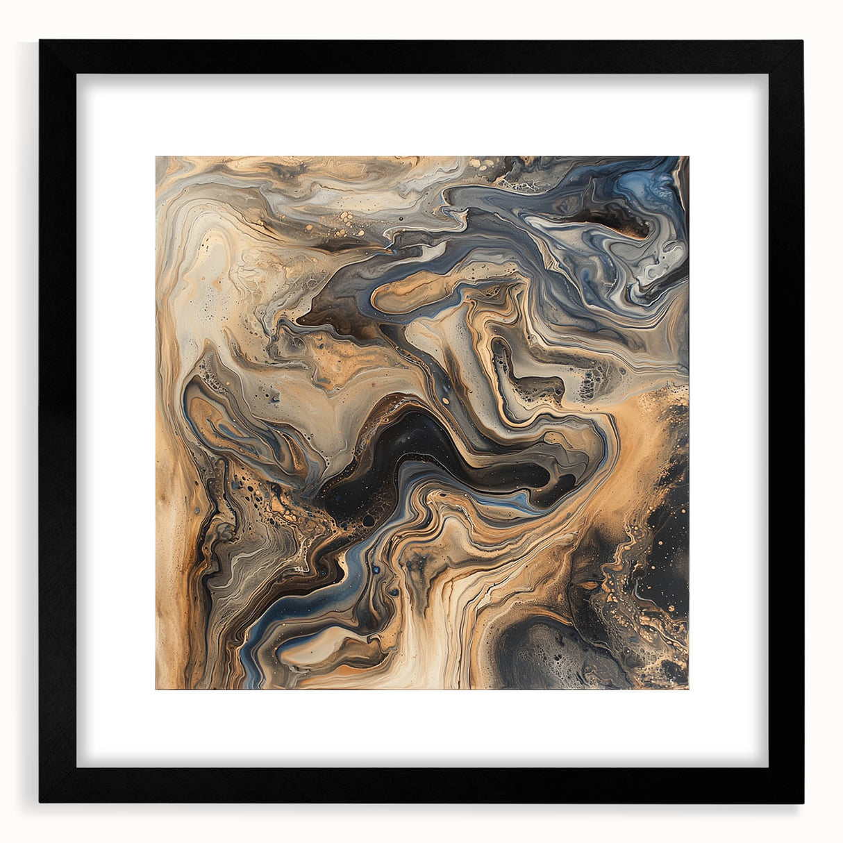 Luxury Abstract Office Wall Art - Beige & Blue Corporate Decor