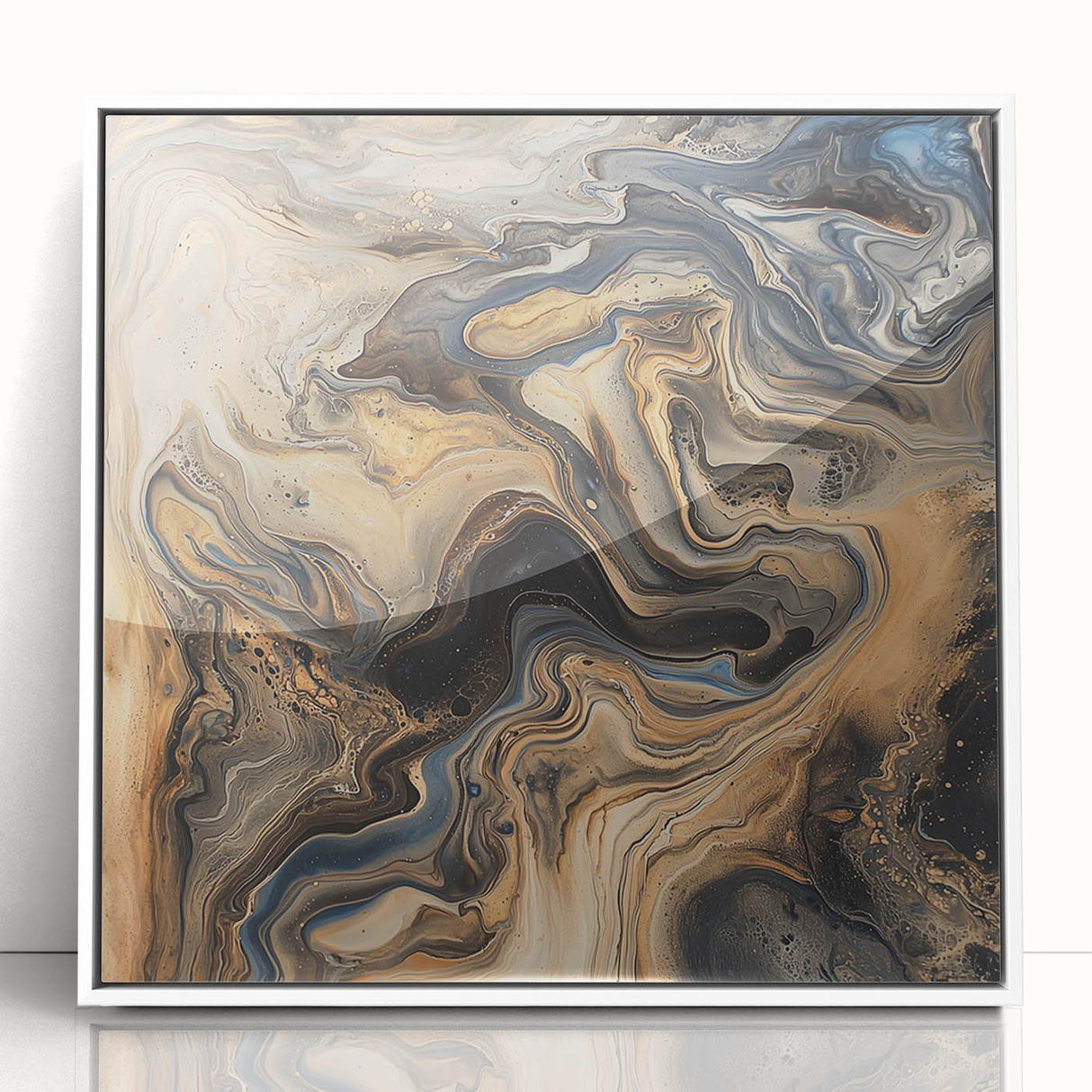 Luxury Abstract Office Wall Art - Beige & Blue Corporate Decor